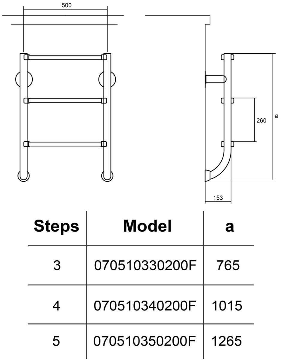 Botten av poolstege Hayward IDP5 (5 Steg), AISI-316