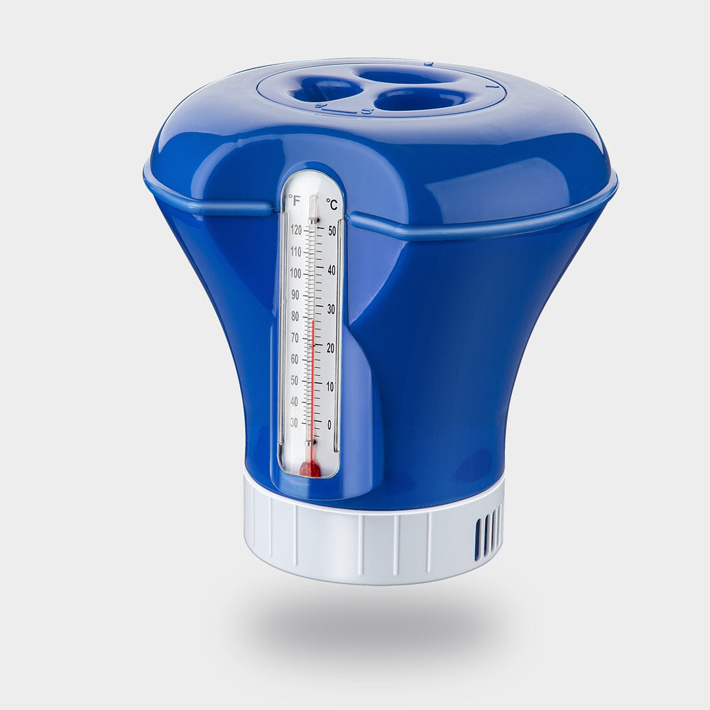 Stor doseringsflottör med pooltermometer