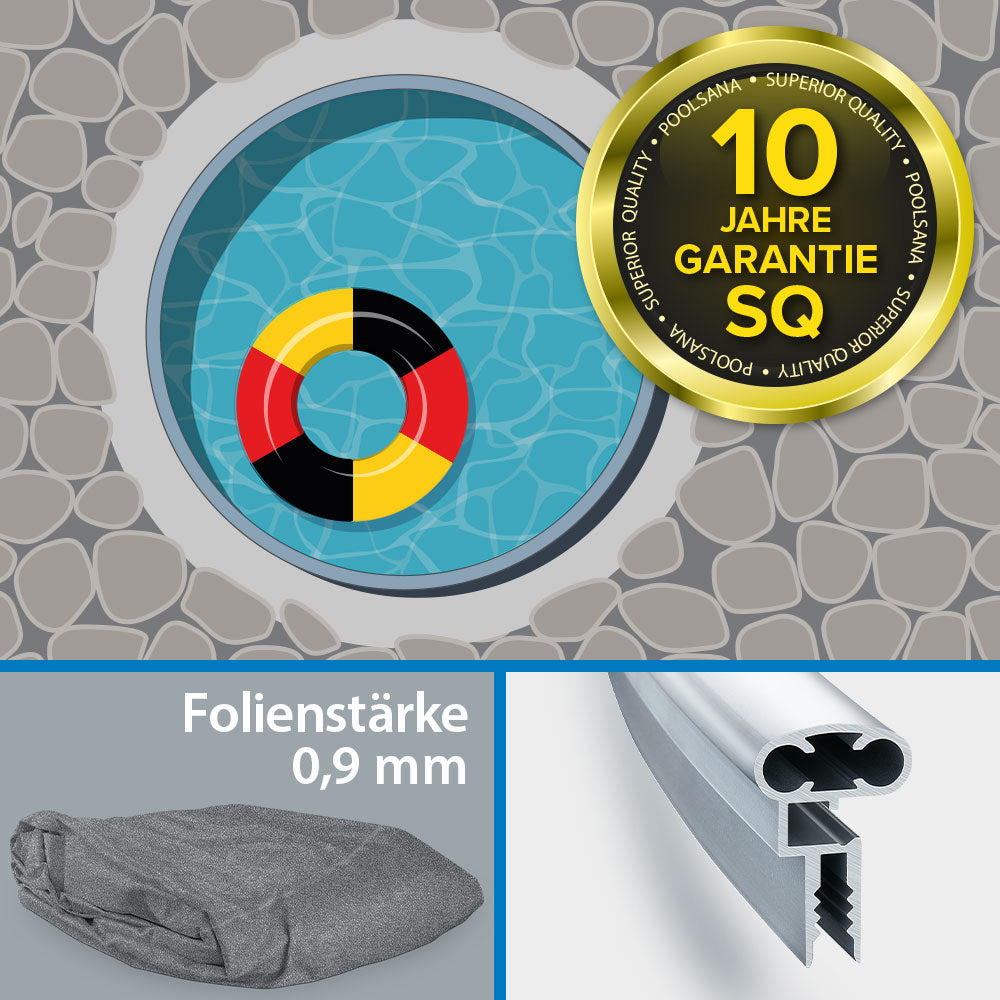 Rund pool – Aluminiumvägg – aluminiumräcke – Fristående