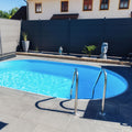 Oval stålväggspool SQ, förstärkt liner 1,0 mm, aluminiumräcke, delvis/helt nedgrävd